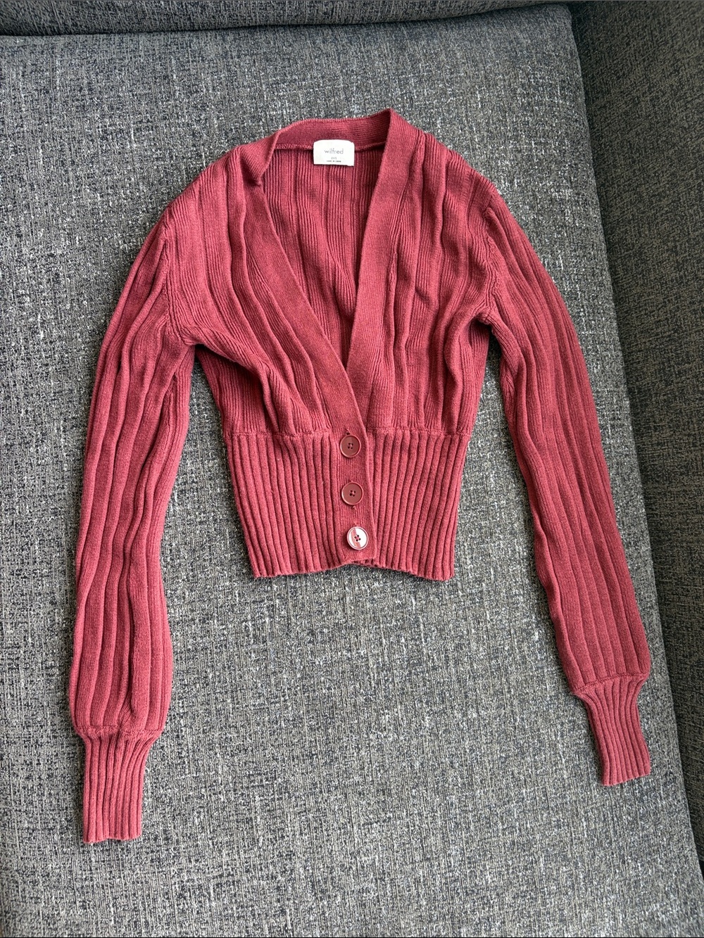 Wilfred Plunge Front Cardigan in Garnet Red Size XXS
